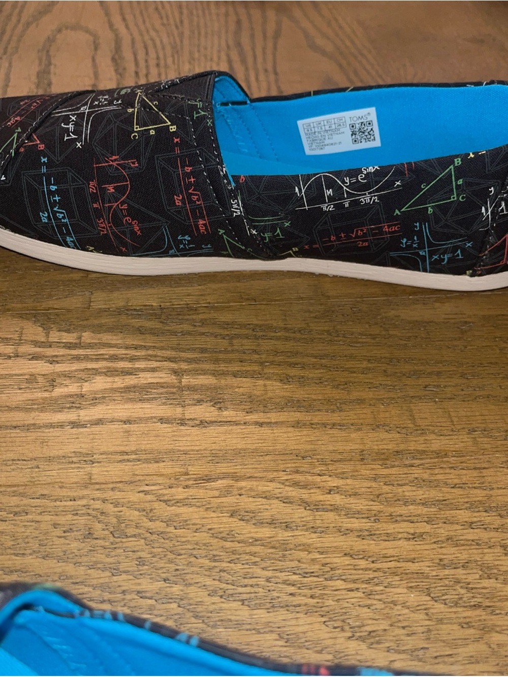 TOMS Alpargata Slip-On Flat Womens 9.5 Black Canvas Glow In the Dark Math - Picture 8 of 11